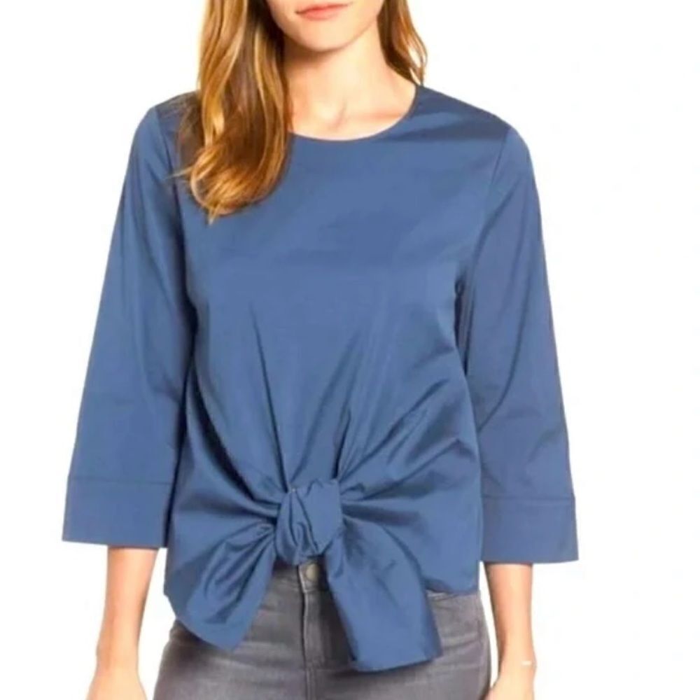 Halogen Tie Front 3/4 Sleeve Blouse